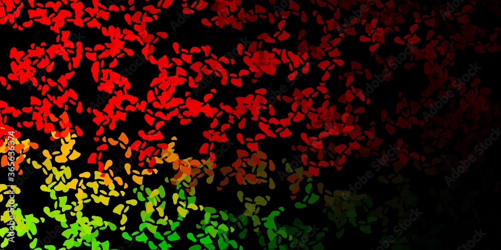 Dark green, red vector background with random forms. Dark green, red vector background with random forms.