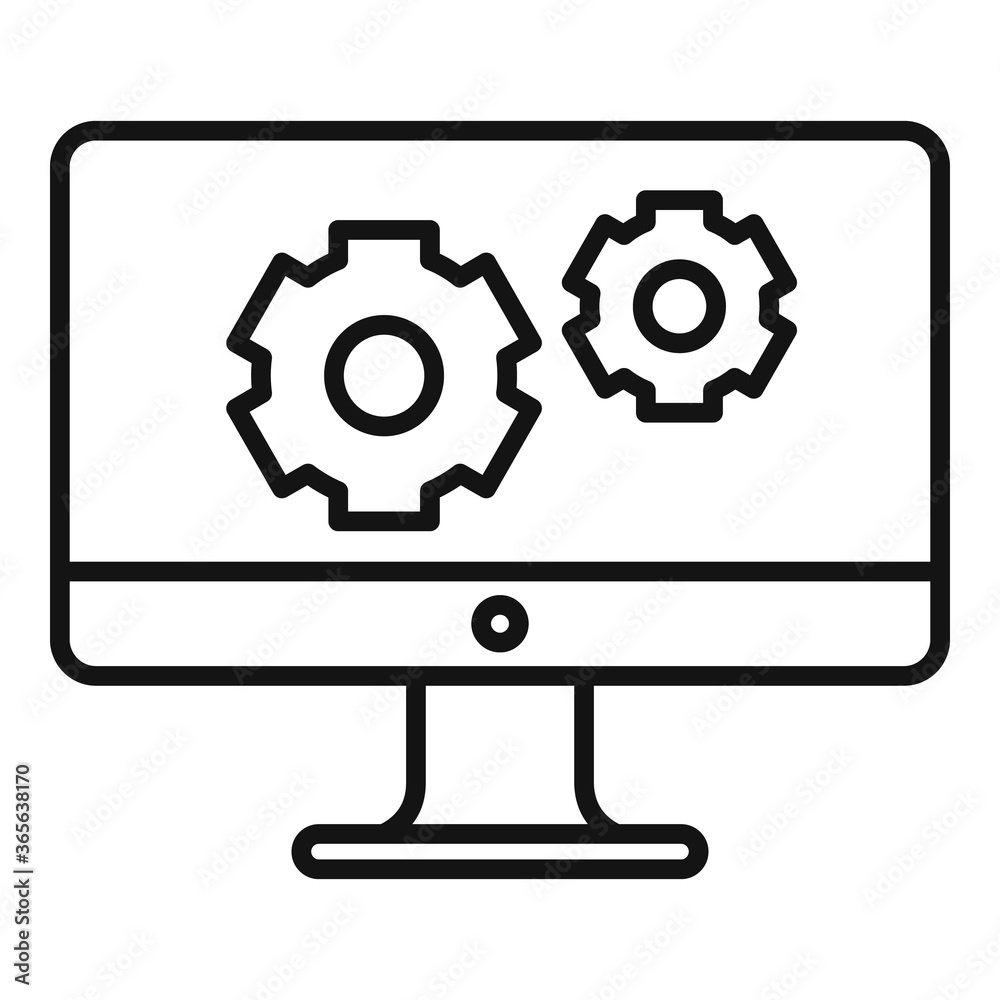 Electric vehicle repair monitor icon. Outline electric vehicle repair monitor vector icon for web design isolated on white background Electric vehicle repair monitor icon. Outline electric vehicle repair monitor vector icon for web design isolated on white background