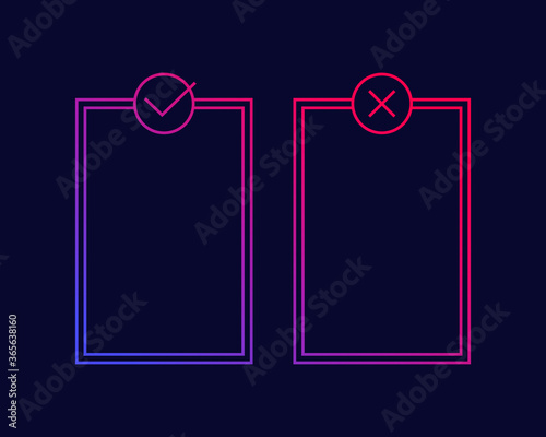 positive and negative, pros and cons list, line vector design