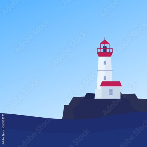 Lighthouse on the coast in the daytime, vector