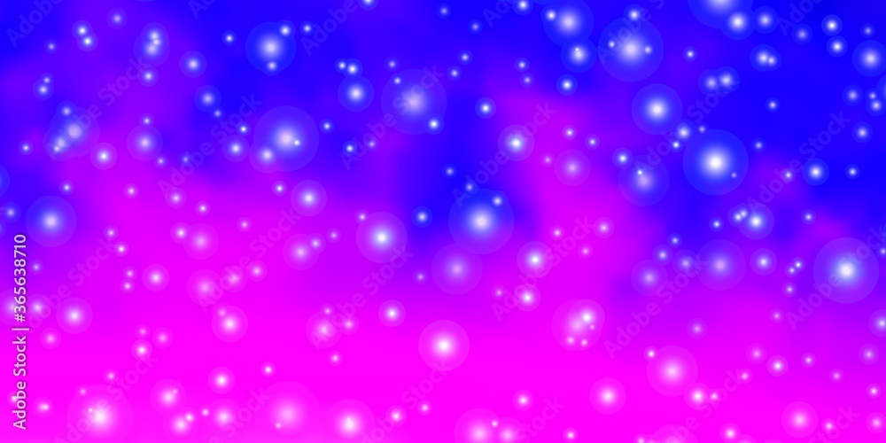 Light Purple, Pink vector texture with beautiful stars. Shining colorful illustration with small and big stars. Pattern for new year ad, booklets.