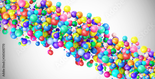 Pile of multicolor balls abstract background with copy space