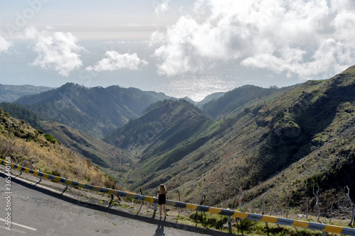 View on mountains with the atlantic ocean in the background, Madeira, Portugal
