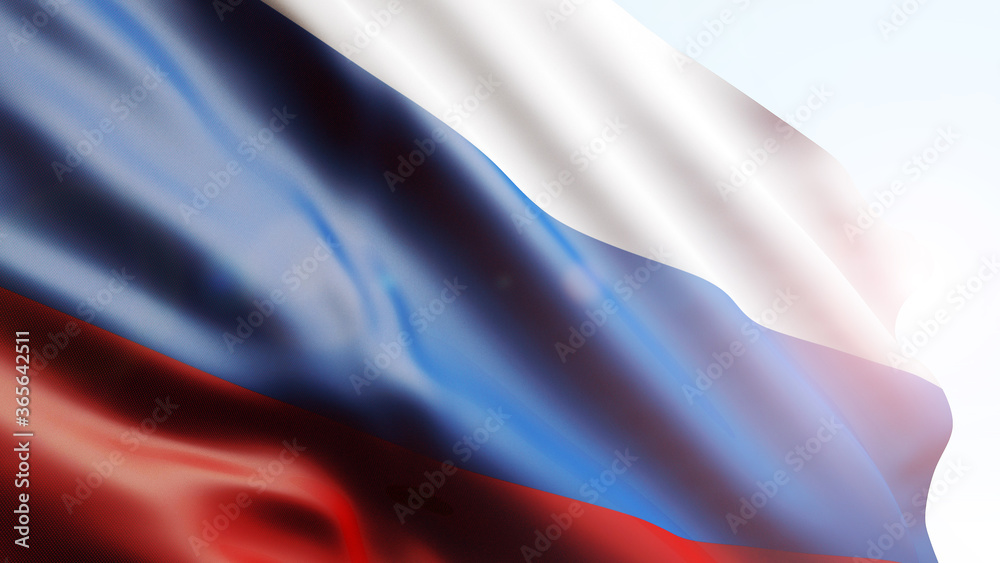 Russian flag in the wind, computer graphics. Russian flag,
