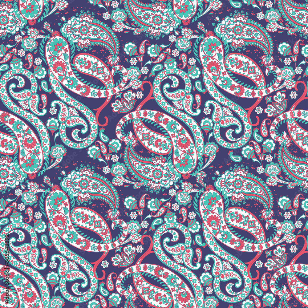 Paisley Ornamental seamless pattern. kalamkari vector fabric background