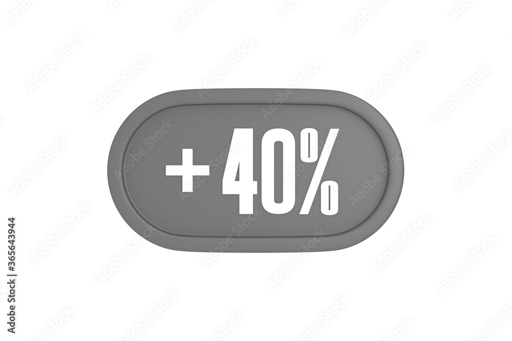 40 Percent increase 3d sign in grey color isolated on white background, 3d illustration. 40 Percent increase 3d sign in grey color isolated on white background, 3d illustration.
