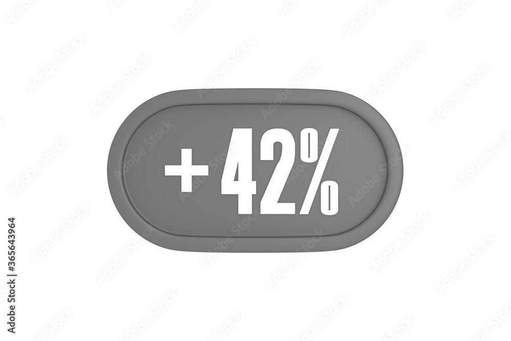 42 Percent increase 3d sign in grey color isolated on white background, 3d illustration. 42 Percent increase 3d sign in grey color isolated on white background, 3d illustration.