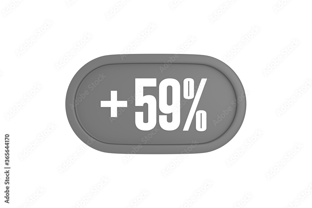59 Percent increase 3d sign in grey color isolated on white background, 3d illustration. 59 Percent increase 3d sign in grey color isolated on white background, 3d illustration.