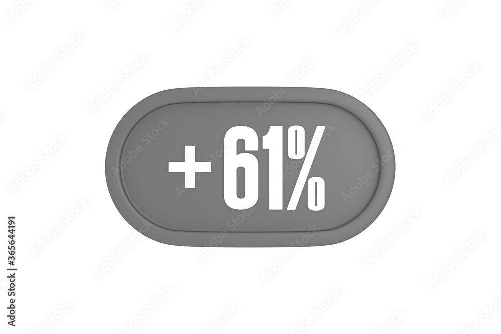 61 Percent increase 3d sign in grey color isolated on white background, 3d illustration. 61 Percent increase 3d sign in grey color isolated on white background, 3d illustration.