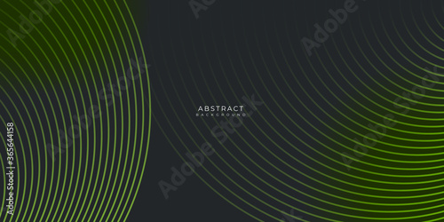 Abstract green black grey wavy curve circle lines presentation background