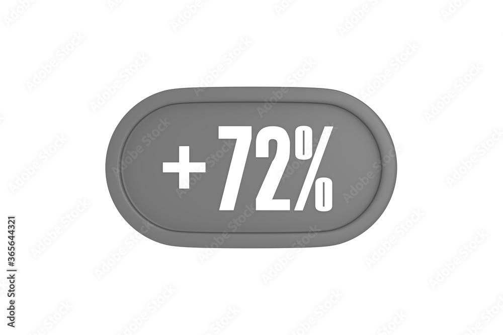72 Percent increase 3d sign in grey color isolated on white background, 3d illustration. 72 Percent increase 3d sign in grey color isolated on white background, 3d illustration.