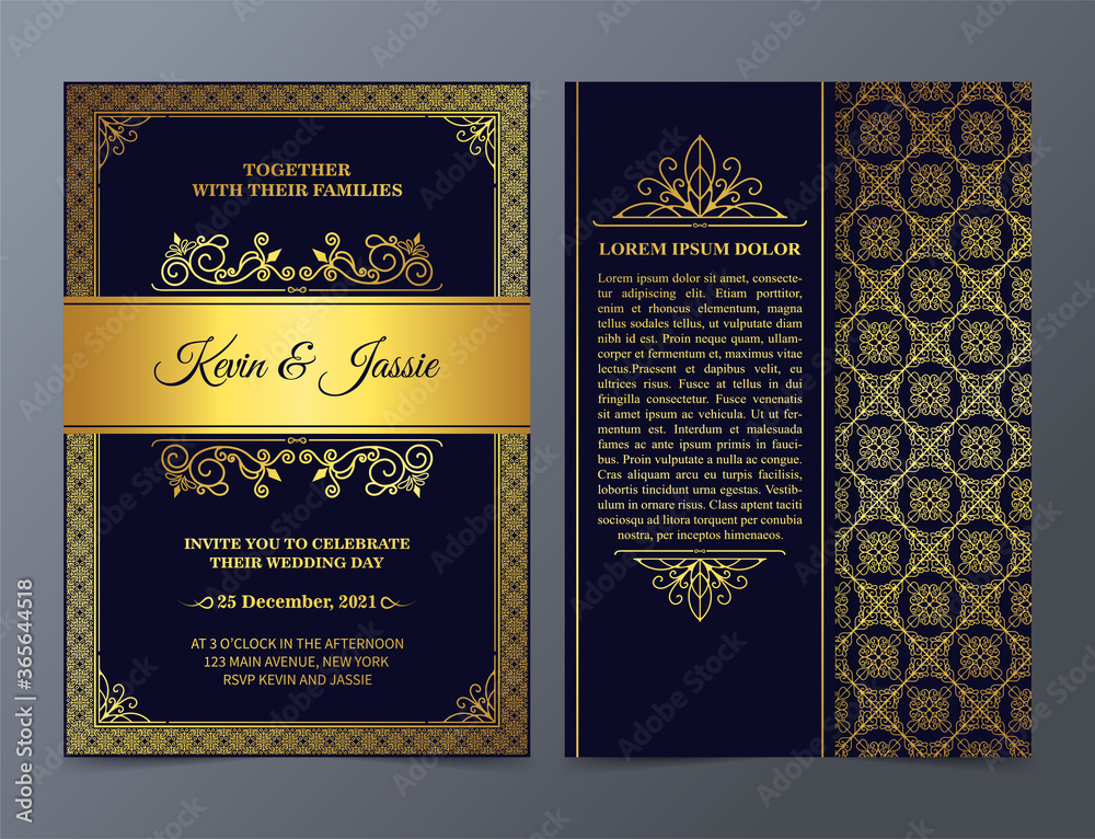 Naklejka premium Luxury Invitation card vector design vintage style