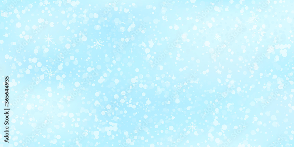 Snowflakes. Snow, snowfall. Falling scattered white snowflakes on a gradient background. Vector