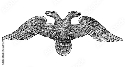 Freehand drawing of two headed imperial eagle