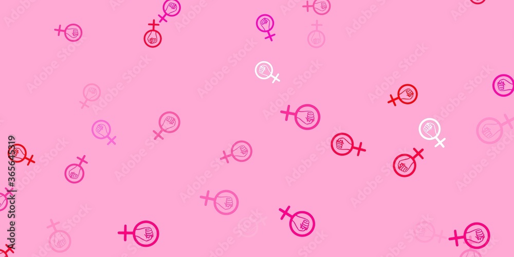 Light Red vector texture with women's rights symbols. Light Red vector texture with women's rights symbols.