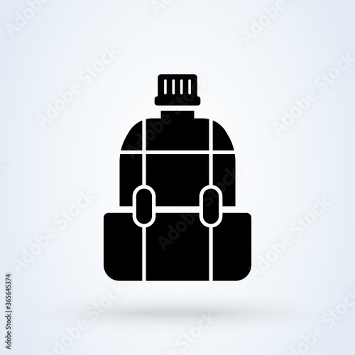 Army water canteen icon illustration in flat design style. Water container, flask symbol.