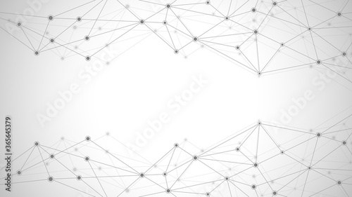 Abstract polygonal background with connecting dots and lines. Global network connection, digital technology and communication concept.