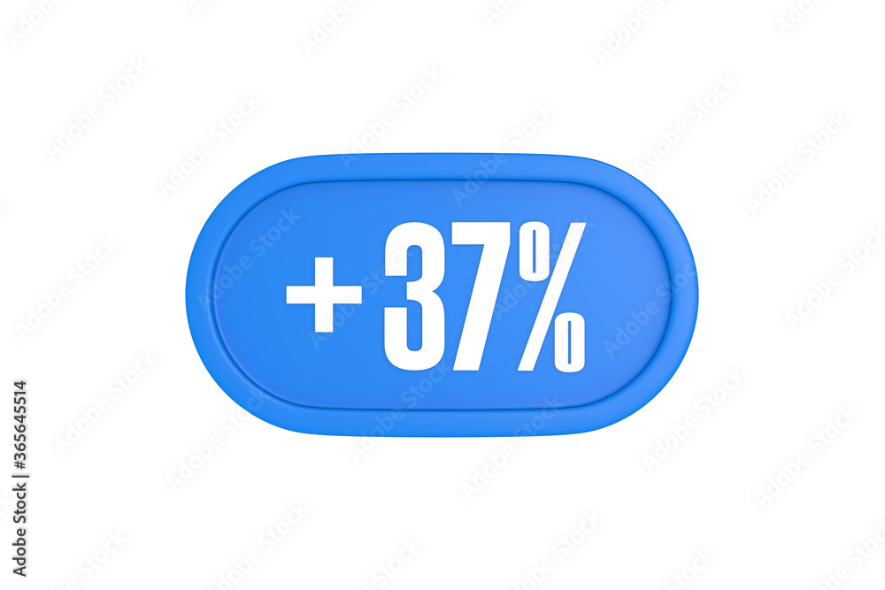 37 Percent increase 3d sign in light blue color isolated on white background, 3d illustration. 37 Percent increase 3d sign in light blue color isolated on white background, 3d illustration.