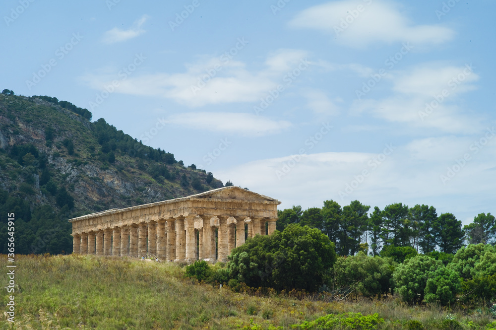 The doric temple on the top of the Monte Barbaro in Segesta in Sicily, Italy