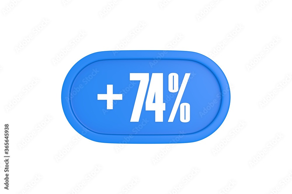 74 Percent increase 3d sign in light blue color isolated on white background, 3d illustration. 74 Percent increase 3d sign in light blue color isolated on white background, 3d illustration.