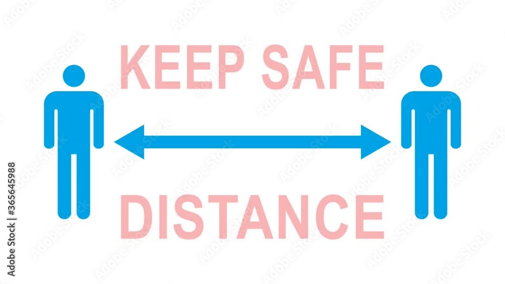 Keep safe distance sign, social distancing symbol, virus prevention message, animation with alpha matte. Keep safe distance sign, social distancing symbol, virus prevention message, animation with alpha matte.