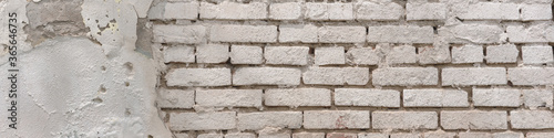 weathered old white brick wall texture and background aged wallpaper design element panoramic view