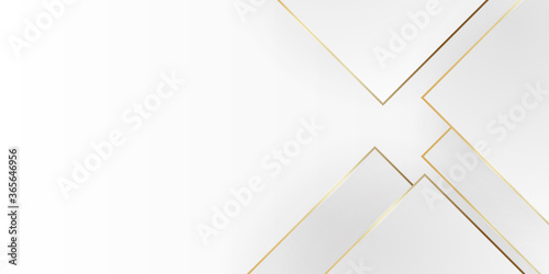 Technology gold lines banner design with white and grey arrows. Abstract geometric vector background