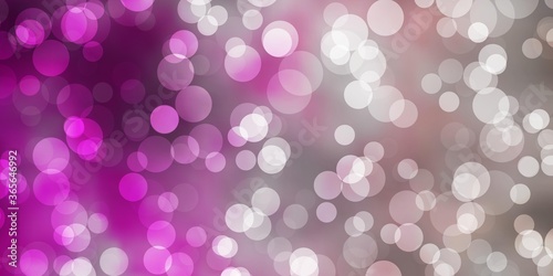 Light Pink vector texture with disks. Abstract decorative design in gradient style with bubbles. Pattern for business ads.