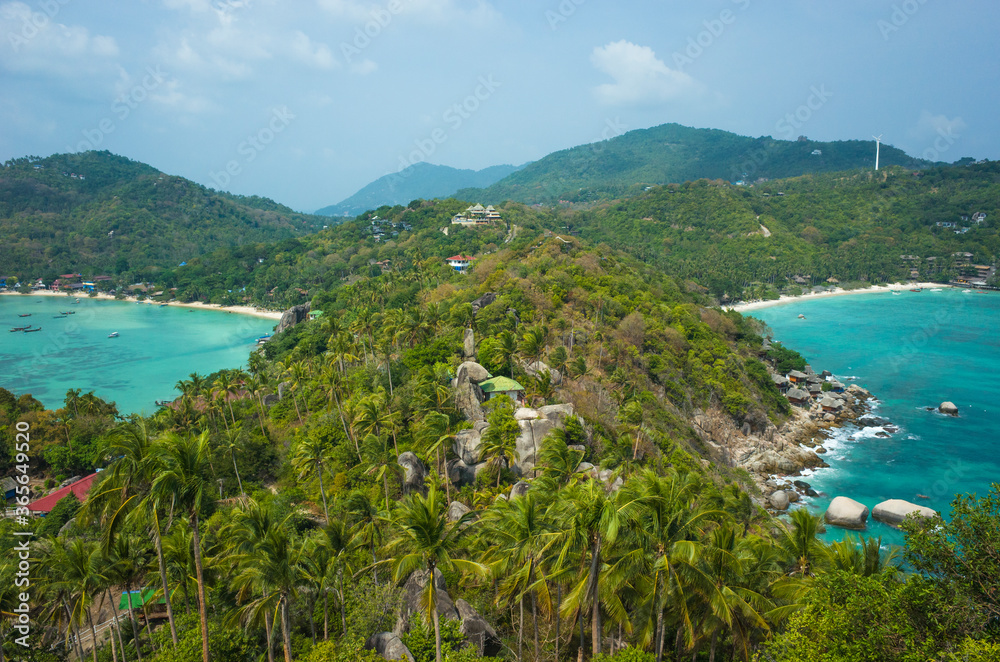 Tropical island paradise in Thailand, Koh Tao. View from John-Suwan Viewpoint on Chalok baan kao bay and Shark Bay Tropical island paradise in Thailand, Koh Tao. View from John-Suwan Viewpoint on Chalok baan kao bay and Shark Bay