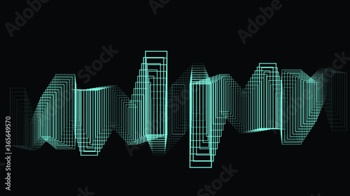 Rectangles in tunnel form logo . vector blend tool pipe . tube design element
