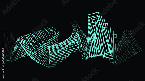 Rectangles in tunnel form logo . vector blend tool pipe . tube design element