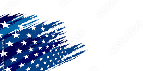 Blue abstract background with brushes flag and stars