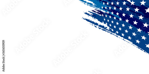 Blue abstract background with brushes flag and stars