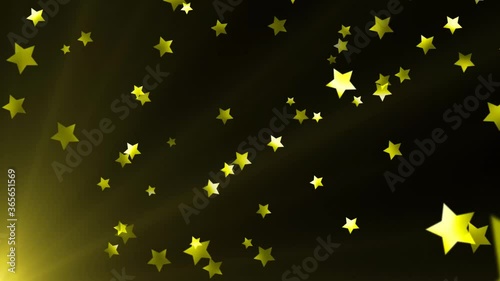 Yellow stars shoot across the screen against a dark background.