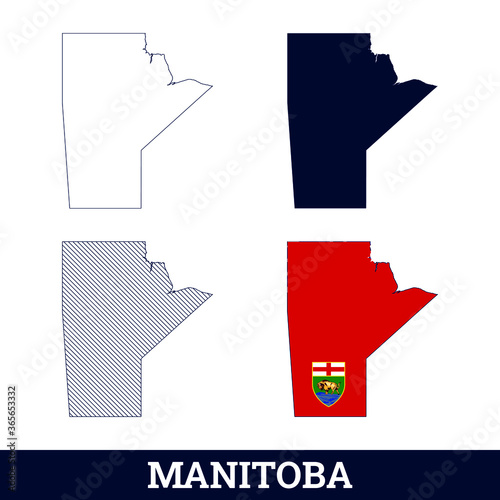 Canada State Manitoba Map with flag vector