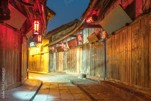 Night view of Huanglongxi ancient town in Chengdu photo