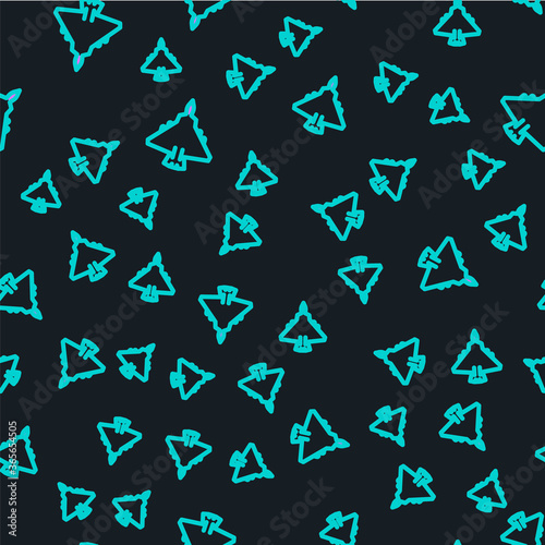 Line Jet fighter icon isolated seamless pattern on black background. Military aircraft. Vector Illustration.