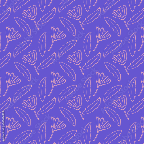 flowers and leaves hand drawn in doodle style seamless pattern. background for design fabric, textile, wallpaper, clothing, trendy summer floral print