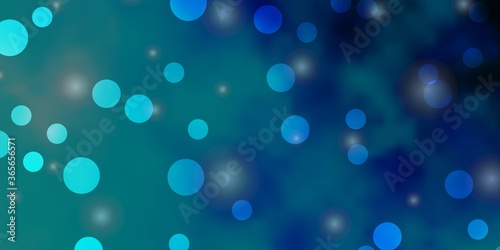 Light BLUE vector layout with circles, stars. Glitter abstract illustration with colorful drops, stars. Pattern for websites.