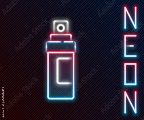 Glowing neon line Perfume icon isolated on black background. Colorful outline concept. Vector Illustration.