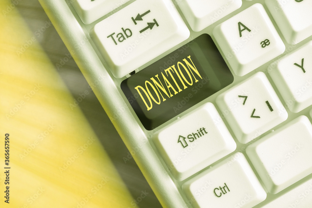 Fotografie Conceptual hand writing showing Donation