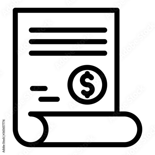 Credit money paper icon. Outline credit money paper vector icon for web design isolated on white background