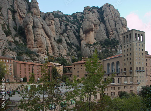 Abbey of Montserrat over Monistrol de Montserrat, Catalonia, Spain, Europe 