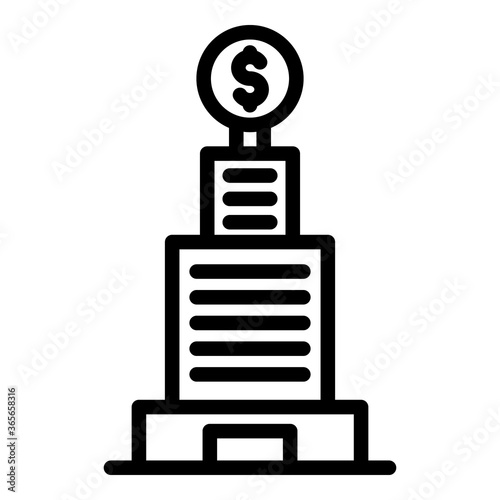 City big credit bank building icon. Outline city big credit bank building vector icon for web design isolated on white background