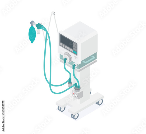 Ventilator for artificial ventilation, Medical Machine hospital diagnostic equipment healthcare technology isolated object 3d