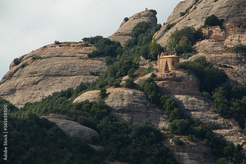 Church Ermita de Sant Joan over Santa Maria de Montserrat Abbey, Catalonia, Spain, Europe

