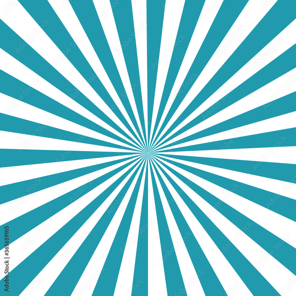 Rays of radial blue sun on white background. starburst beams template for your shine poster design