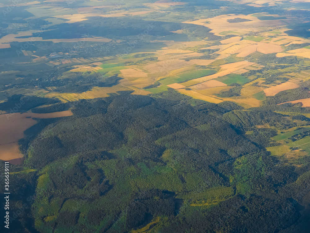 forest's, fields and hills. Aerial photography of the earth.