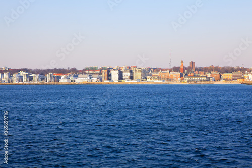 Helsingborg coastal city in southern Sweden . View from the Sea 