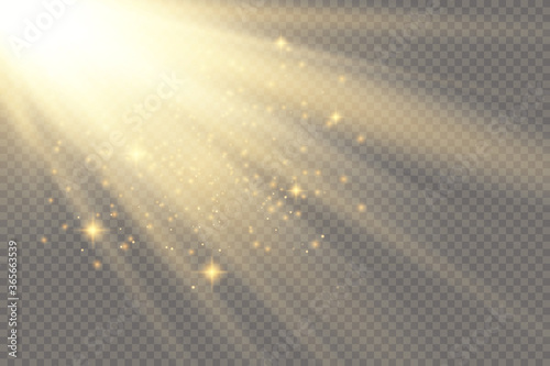Glow light effect. Star burst with sparkles. Vector illustration. White glowing light. Sparkling magical dust particles